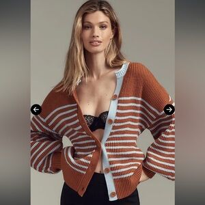 Maeve Brown and Blue Striped Cardigan